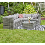 Grey 5-Seater Rattan Corner Sofa Furniture Set