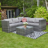 Grey 5-Seater Rattan Corner Sofa Furniture Set